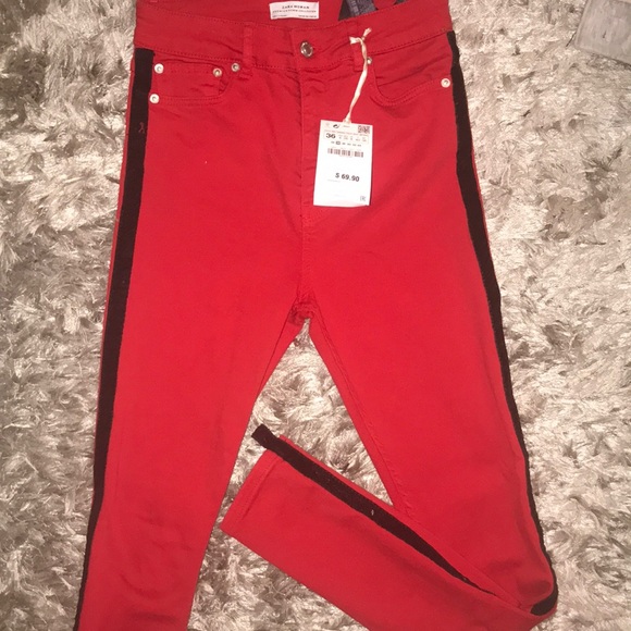 Zara Red Skinny Jeans - Picture 1 of 3